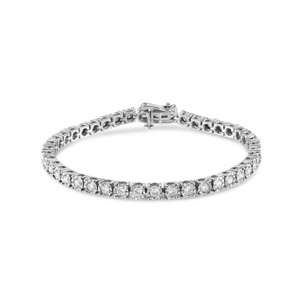 .925 Sterling Silver 3.0 Cttw Diamond Illusion-Set Miracle Plate