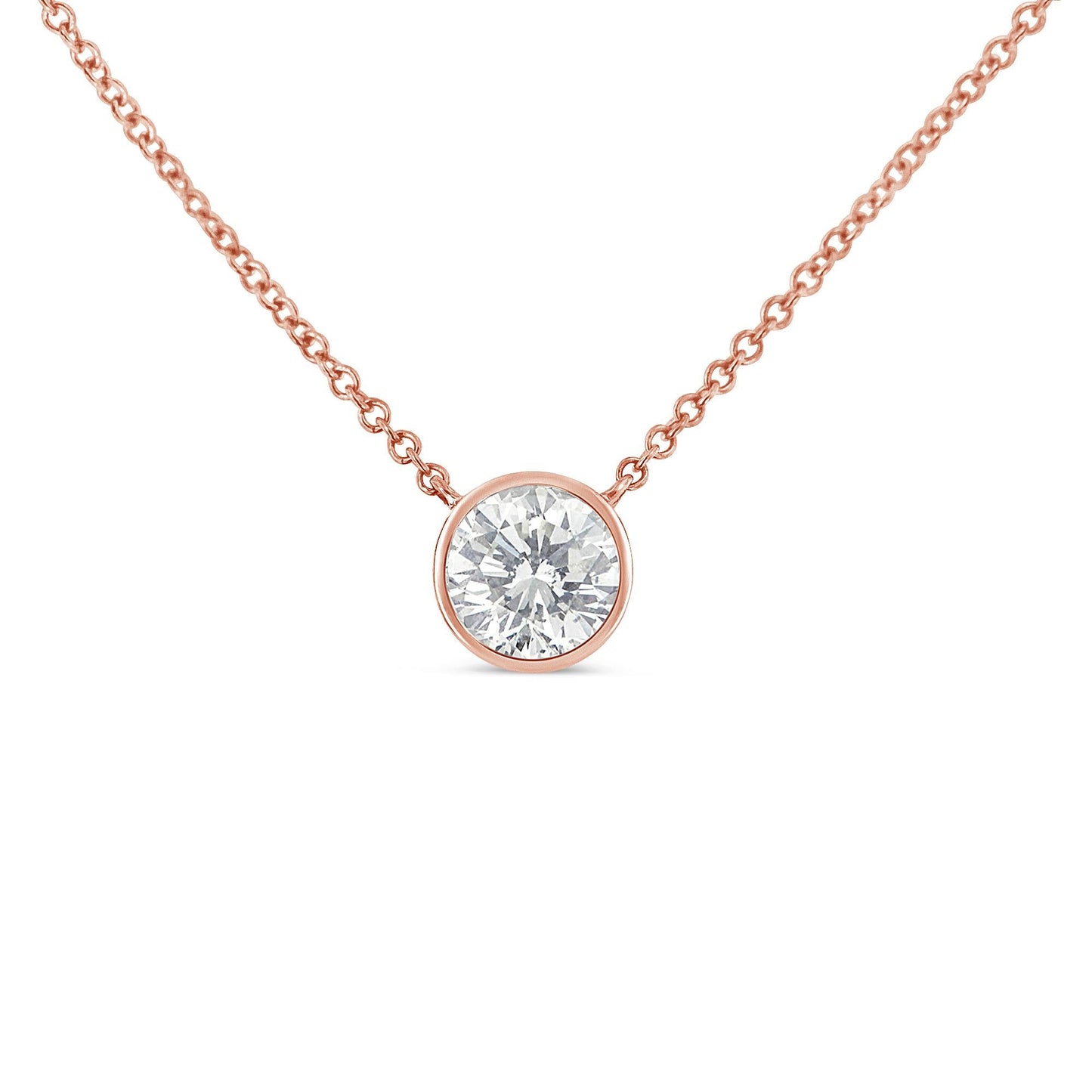 10K Rose Gold 3/10 Carat Round Brilliant-Cut Diamond Modern Bezel-Set