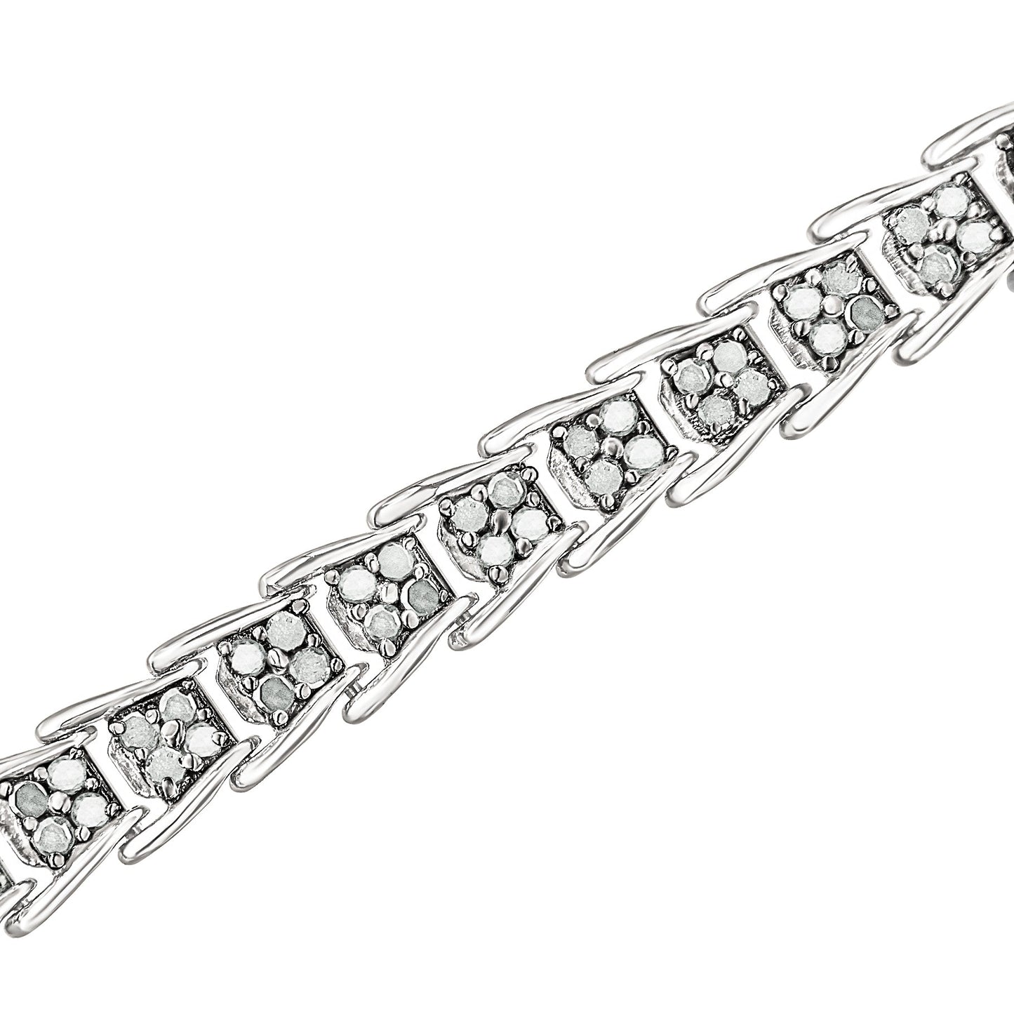 10k White Gold 2 cttw Diamond Fan-Shaped Link Tennis Bracelet (I-J