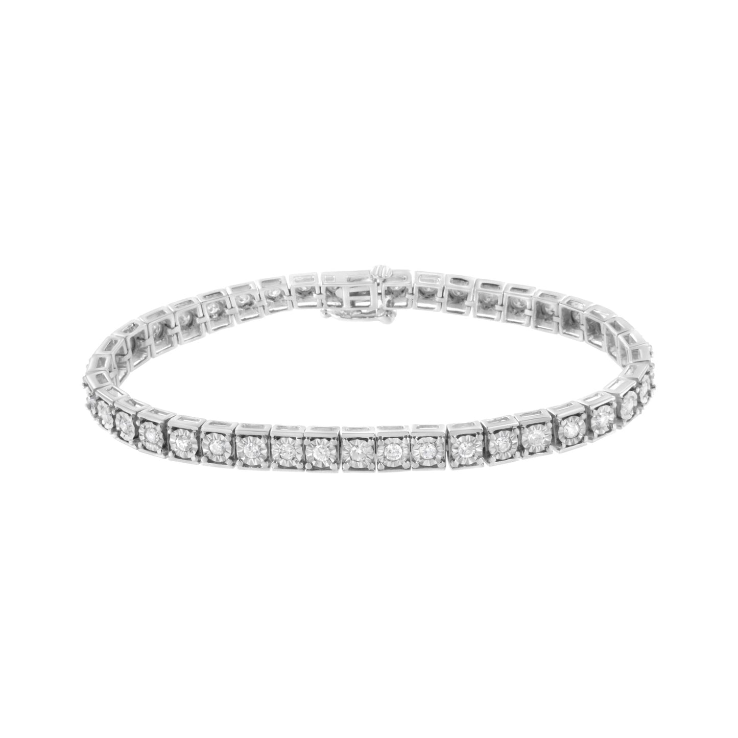 .925 Sterling Silver Brilliant-Cut Round Diamond Square Frame