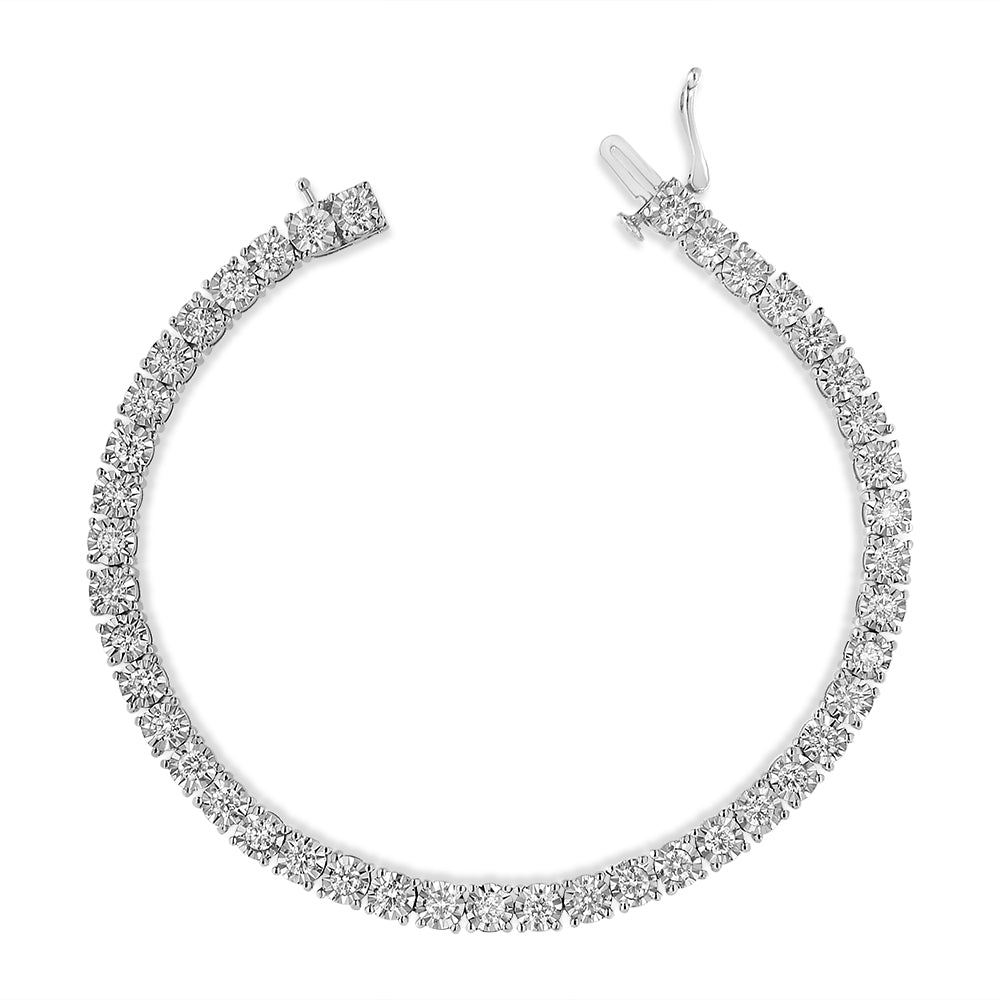 .925 Sterling Silver 3.0 Cttw Diamond Illusion-Set Miracle Plate