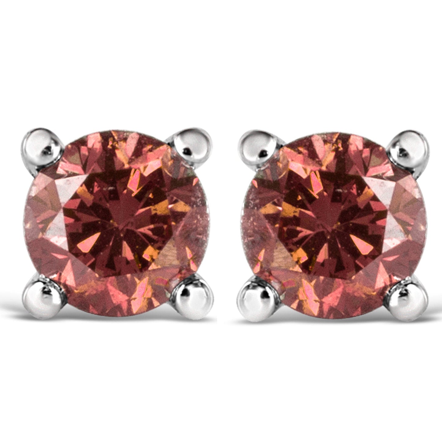 10K White Gold 1/2 Cttw Lab Created Round Brilliant Cut Pink Diamond