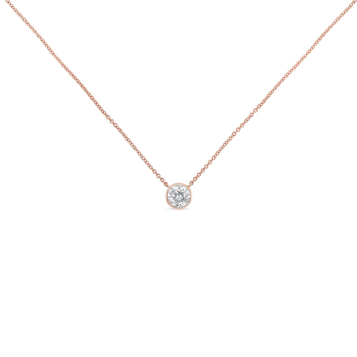 10K Rose Gold 3/10 Carat Round Brilliant-Cut Diamond Modern Bezel-Set