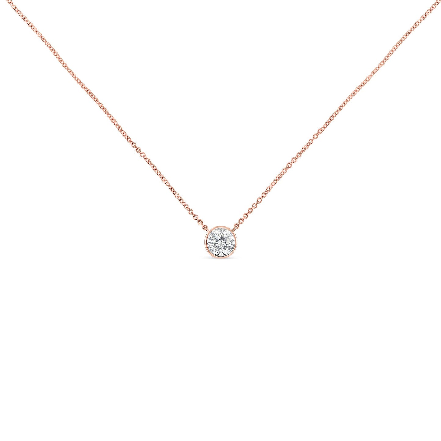 10K Rose Gold 1/2 Carat Round Brilliant-Cut Diamond Modern Bezel-Set