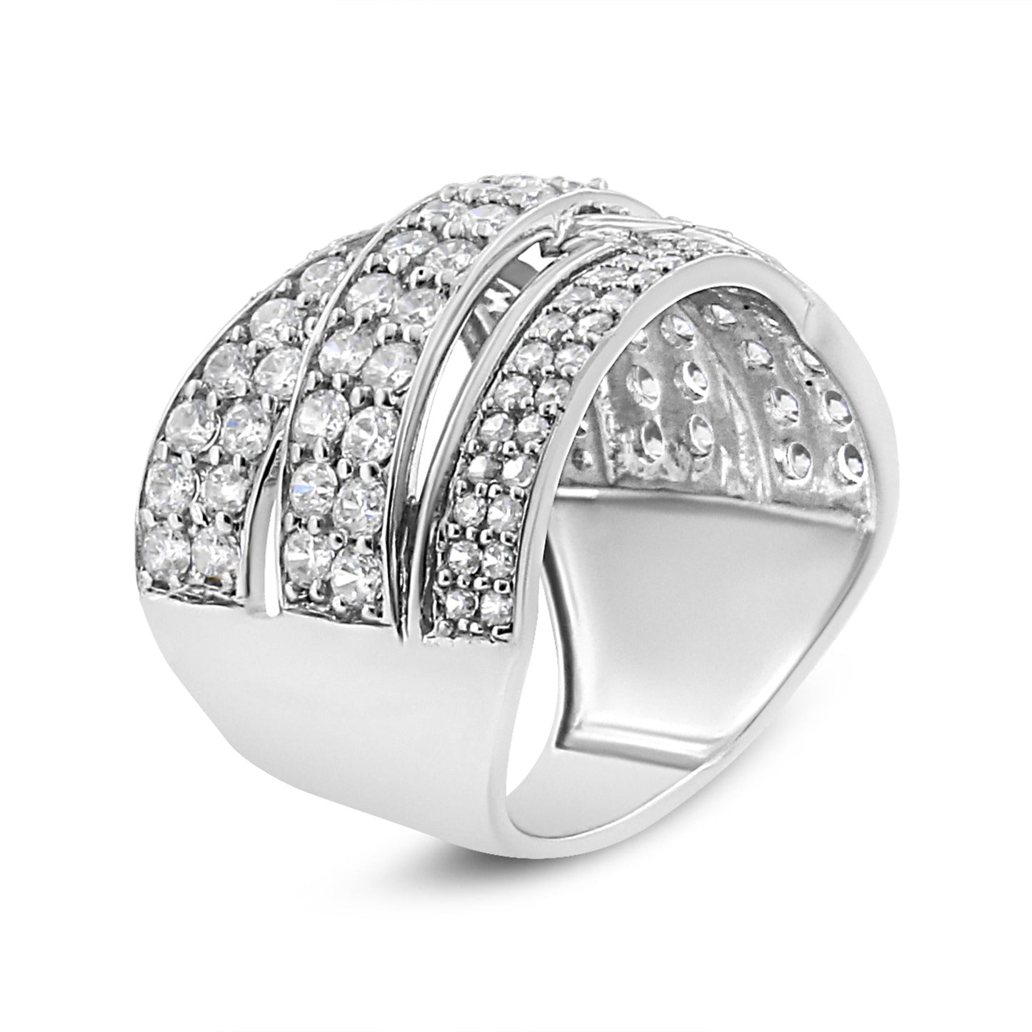 .925 Sterling Silver 2.00 Cttw Round-Cut Diamond Overlapping Bypass