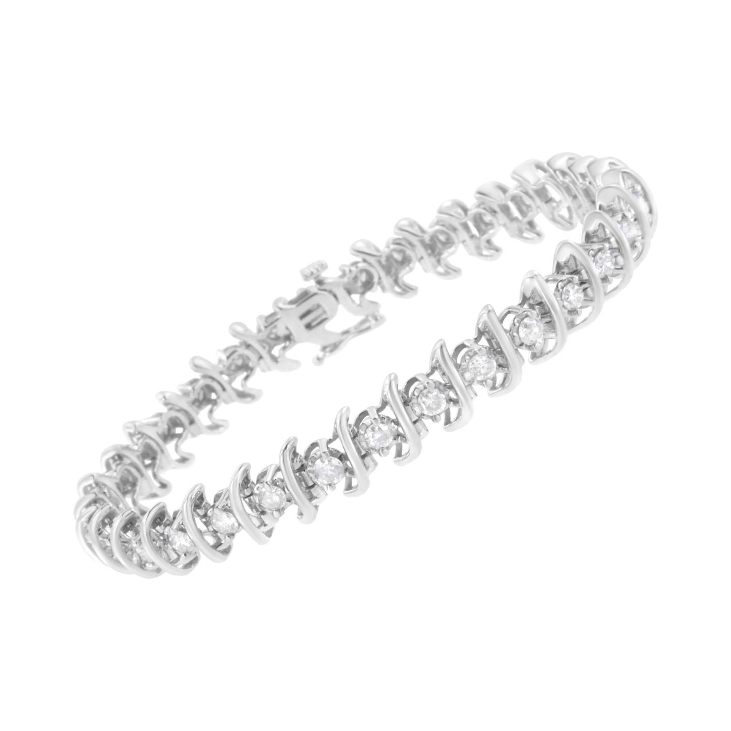 .925 Sterling Silver 3 cttw Diamond "S" Link Bracelet (I-J Clarity,