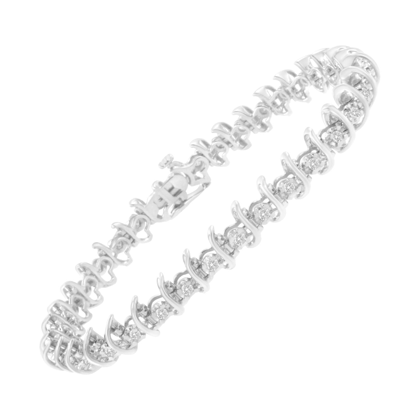 .925 Sterling Silver 1 cttw Prong-Set Diamond Link Bracelet (I-J,