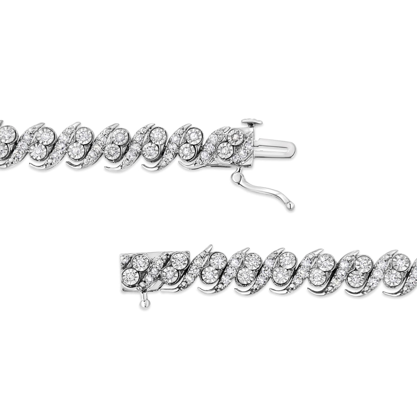 .925 Sterling Silver 2.0 Cttw Round-Cut Diamond "S" Link Bracelet (I-J