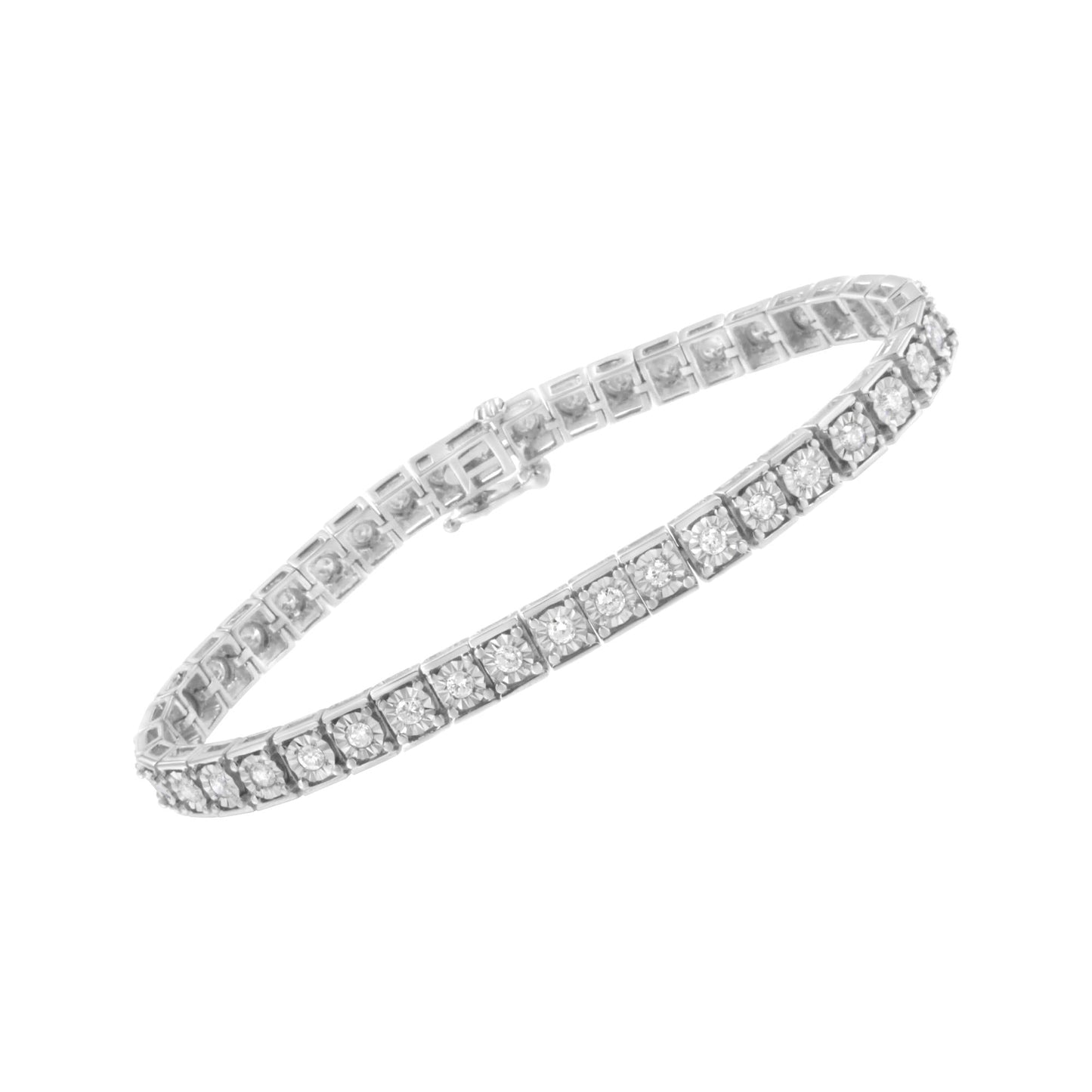 .925 Sterling Silver Brilliant-Cut Round Diamond Square Frame