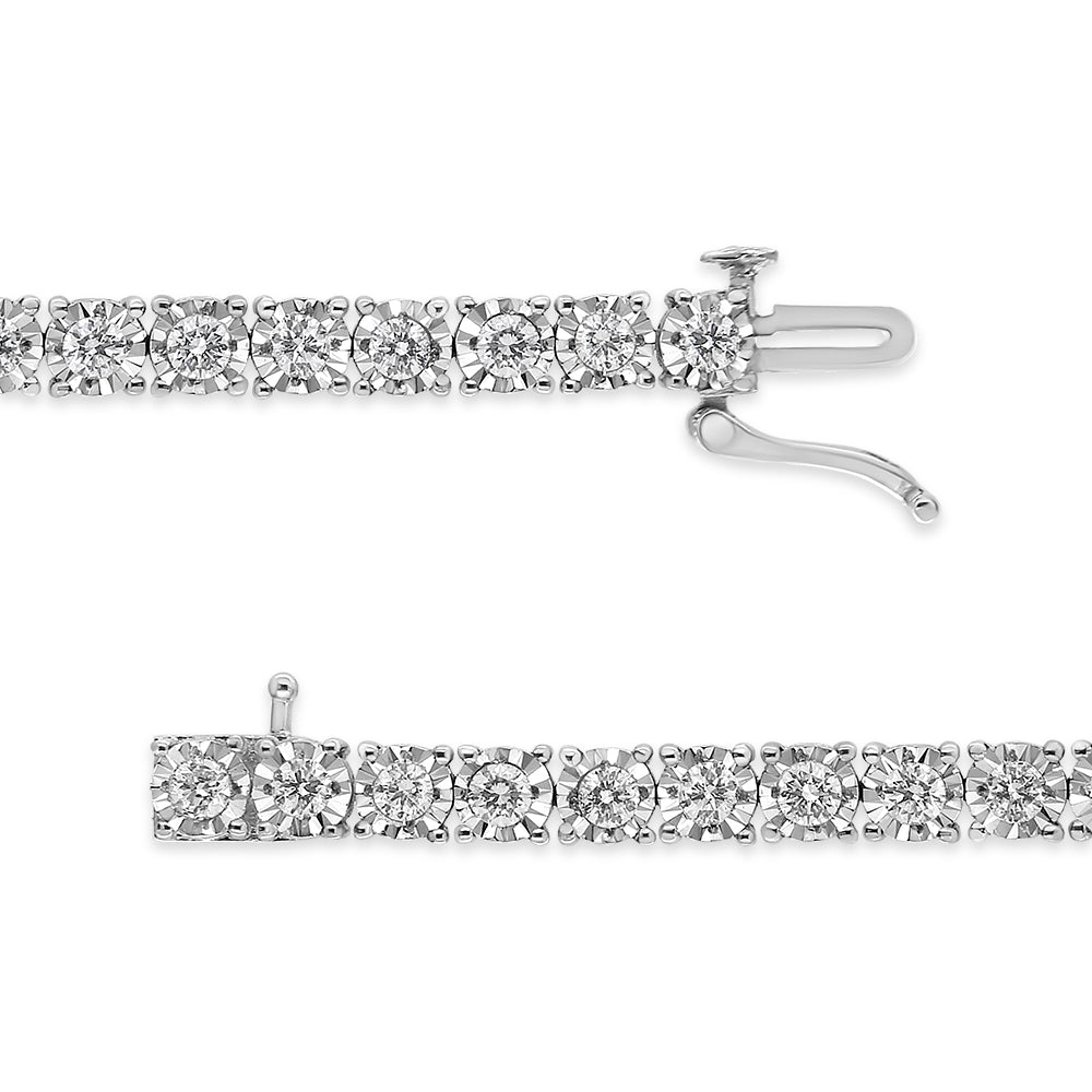 .925 Sterling Silver 3.0 Cttw Diamond Illusion-Set Miracle Plate