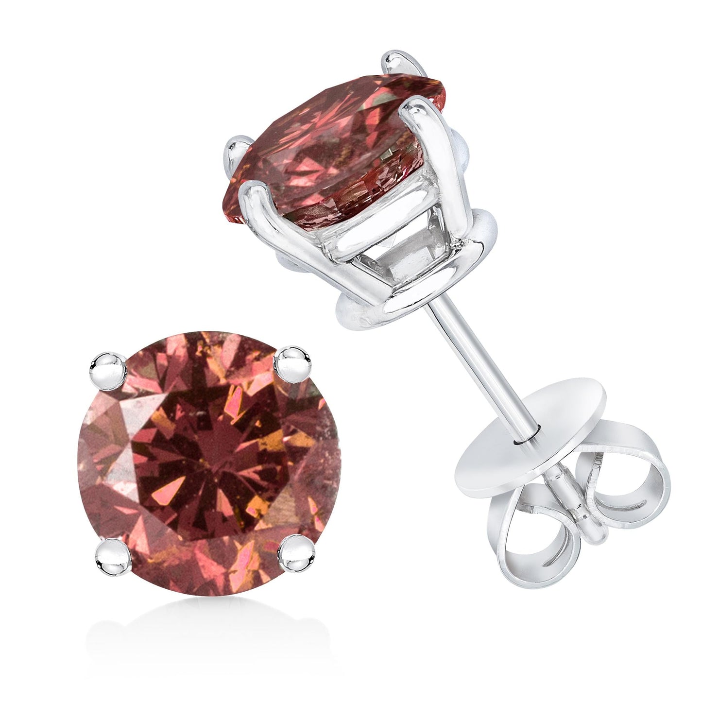 10K White Gold 1/2 Cttw Lab Created Round Brilliant Cut Pink Diamond