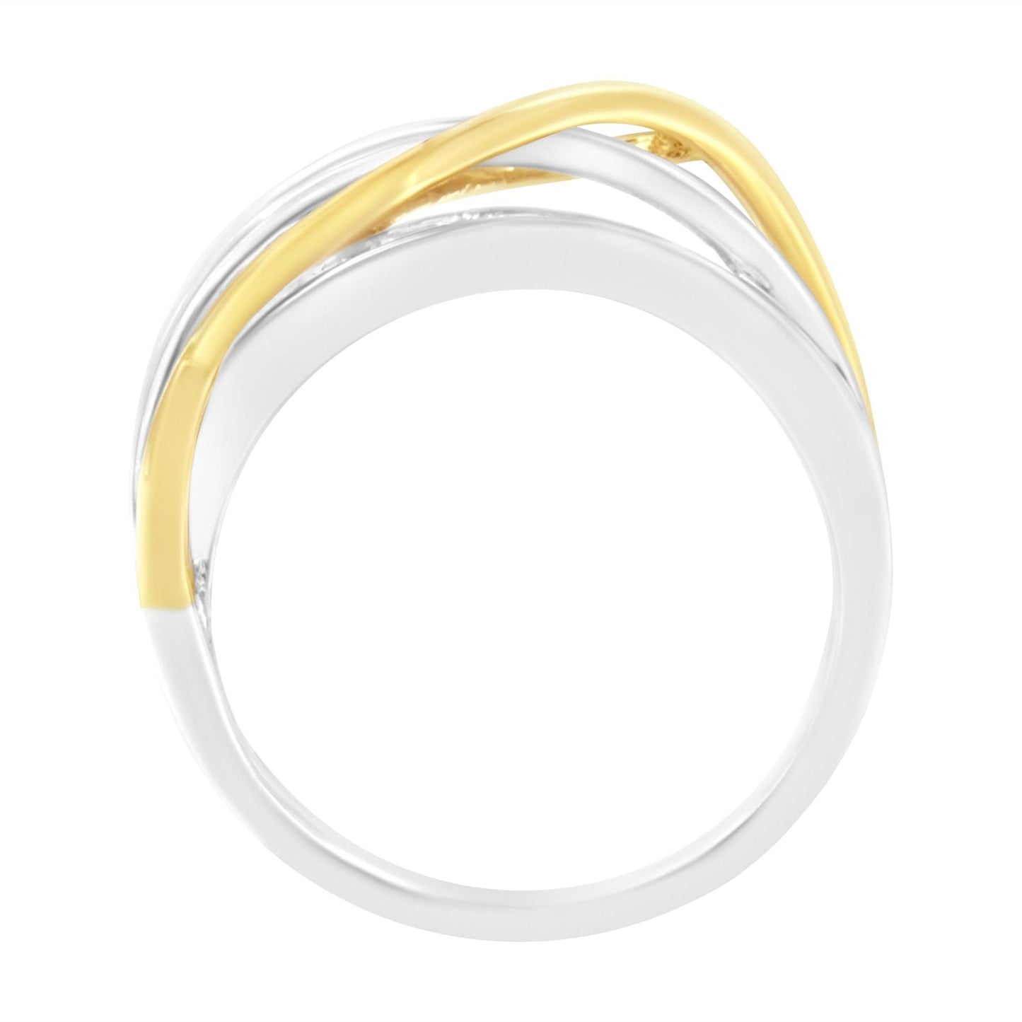 10K White and Yellow Gold 1 1/10 cttw Channel-Set Diamond Bypass Band