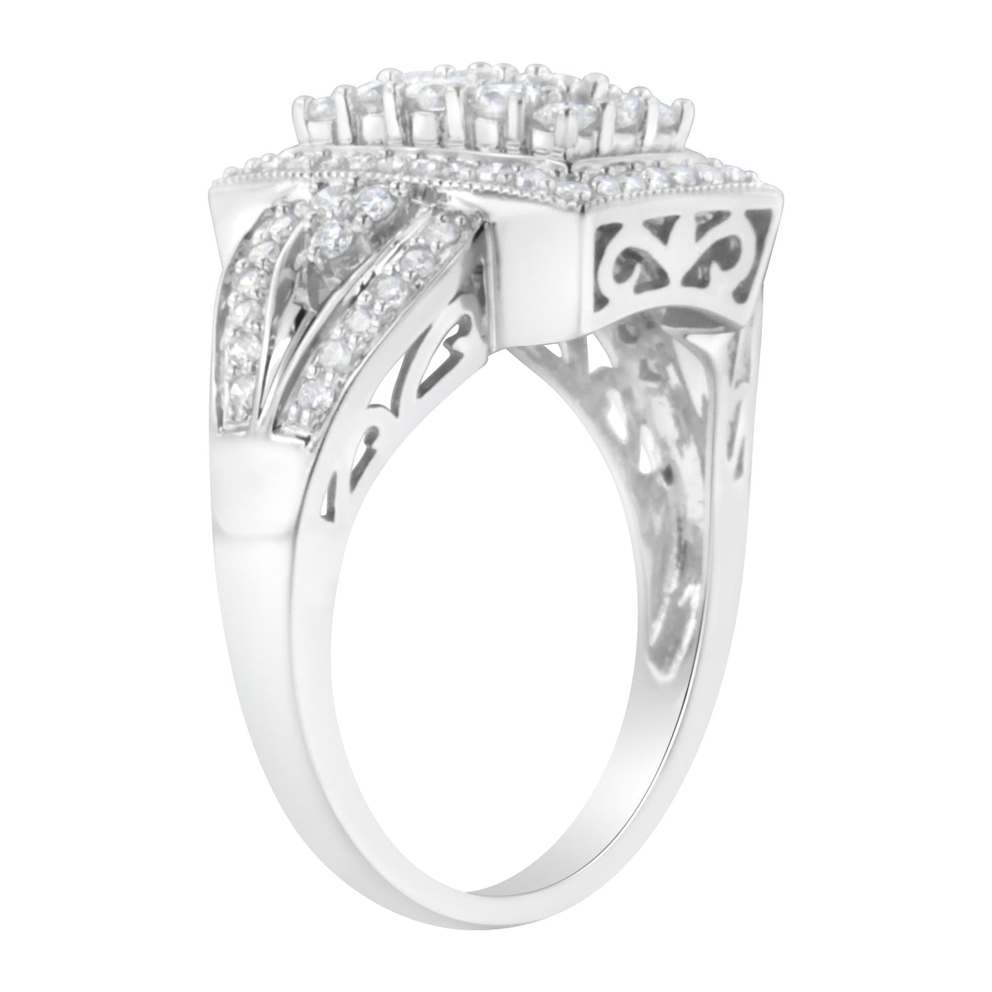 10K White Gold 1.0 Cttw Diamond Rectangular Cushion Shaped Cluster