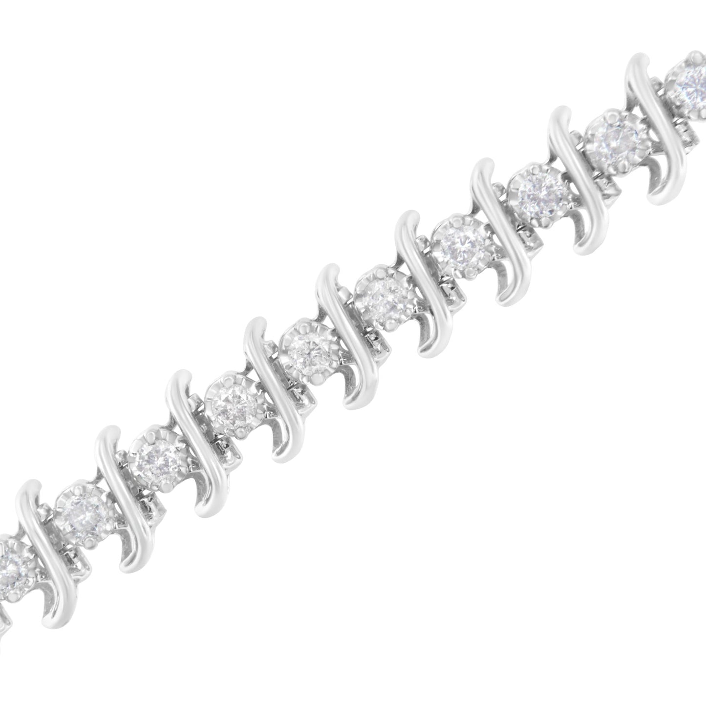 .925 Sterling Silver 3 cttw Diamond "S" Link Bracelet (I-J Clarity,