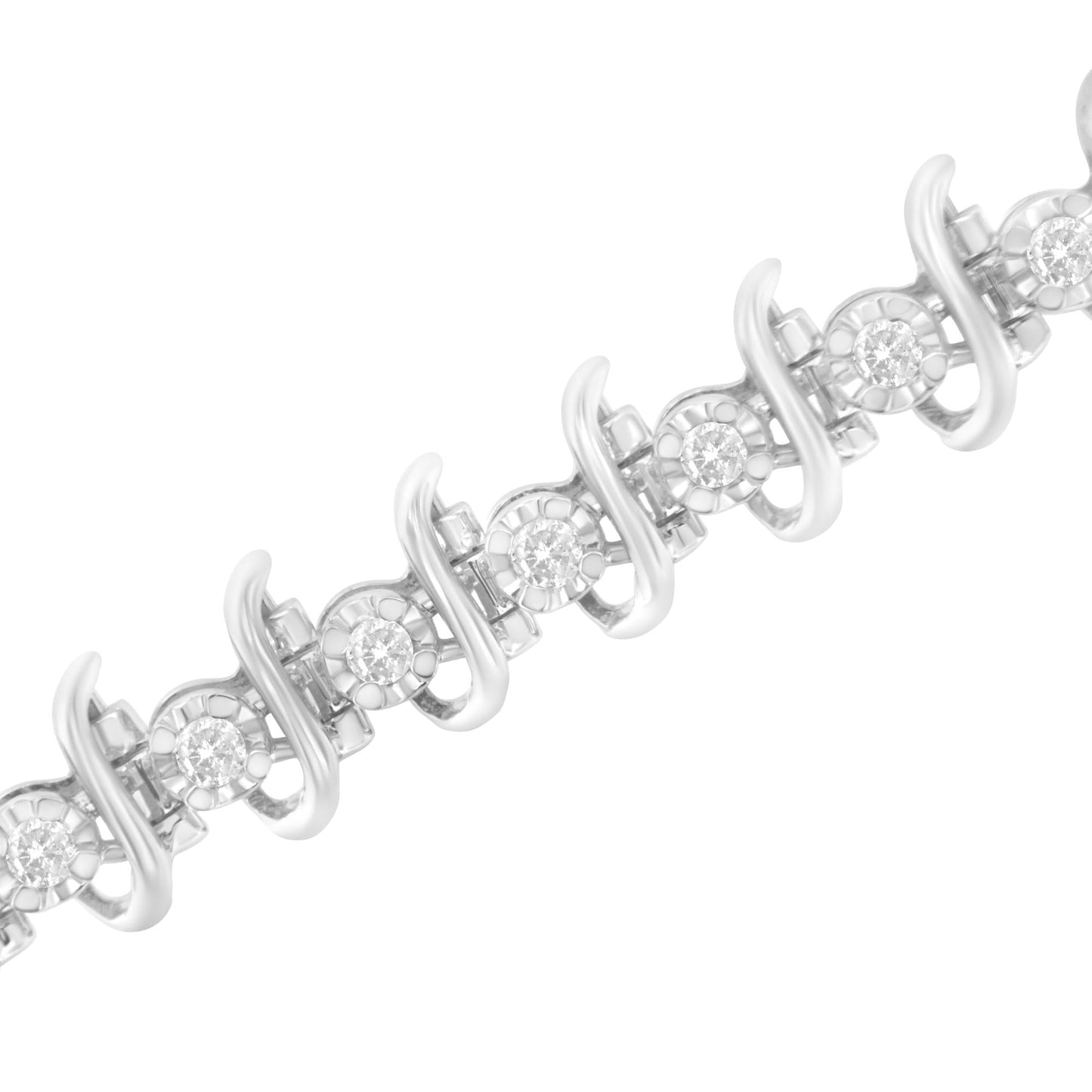 .925 Sterling Silver 1 cttw Prong-Set Diamond Link Bracelet (I-J,