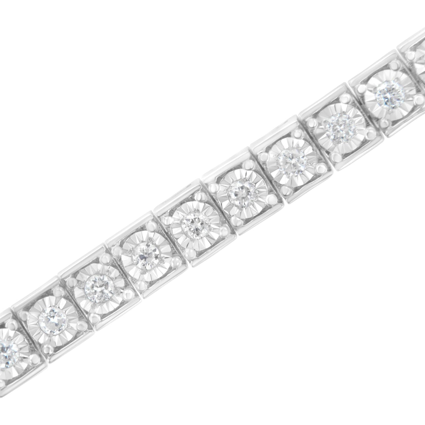 .925 Sterling Silver Brilliant-Cut Round Diamond Square Frame
