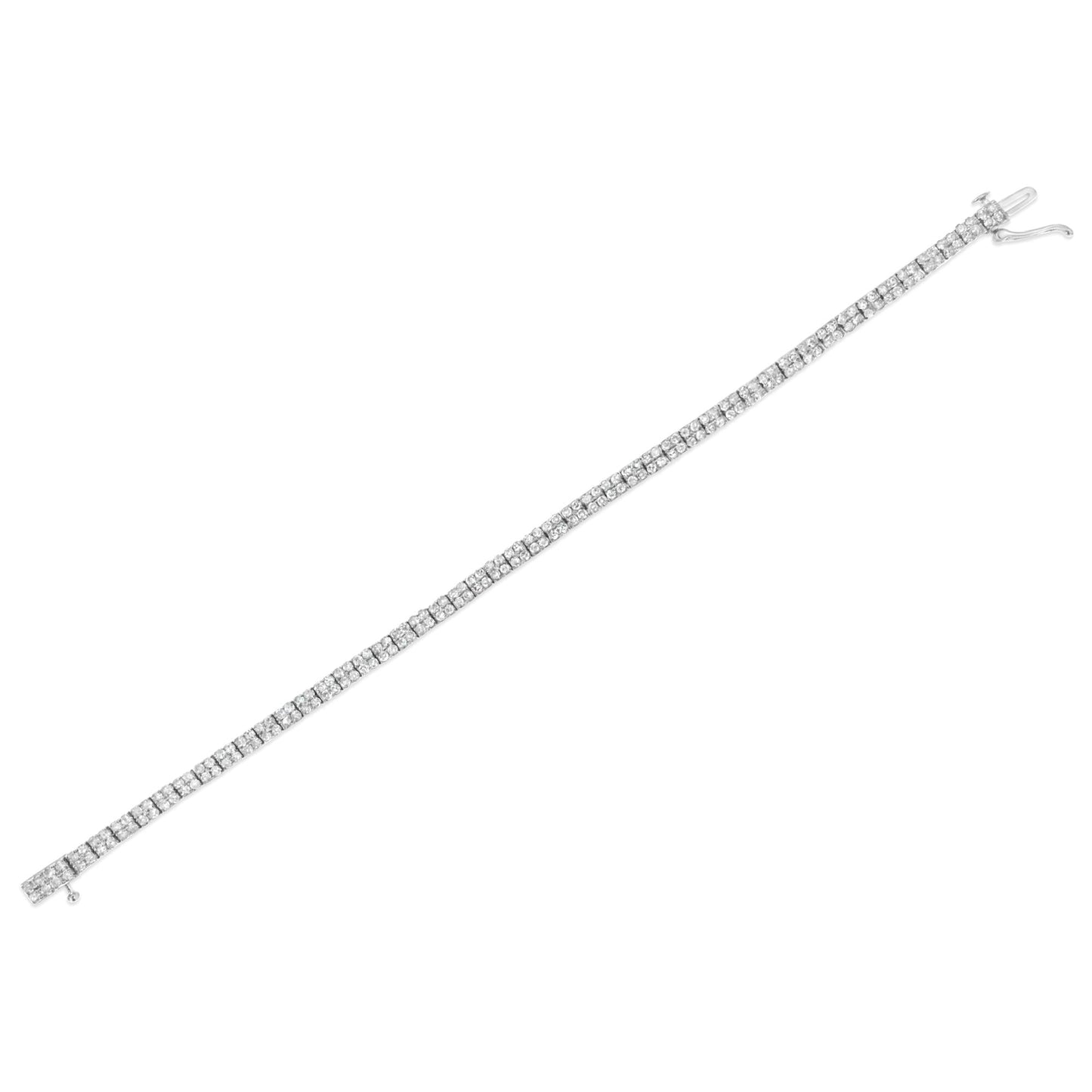 .925 Sterling Silver 3.0 Cttw Prong-Set Round Diamond 2 Row Link