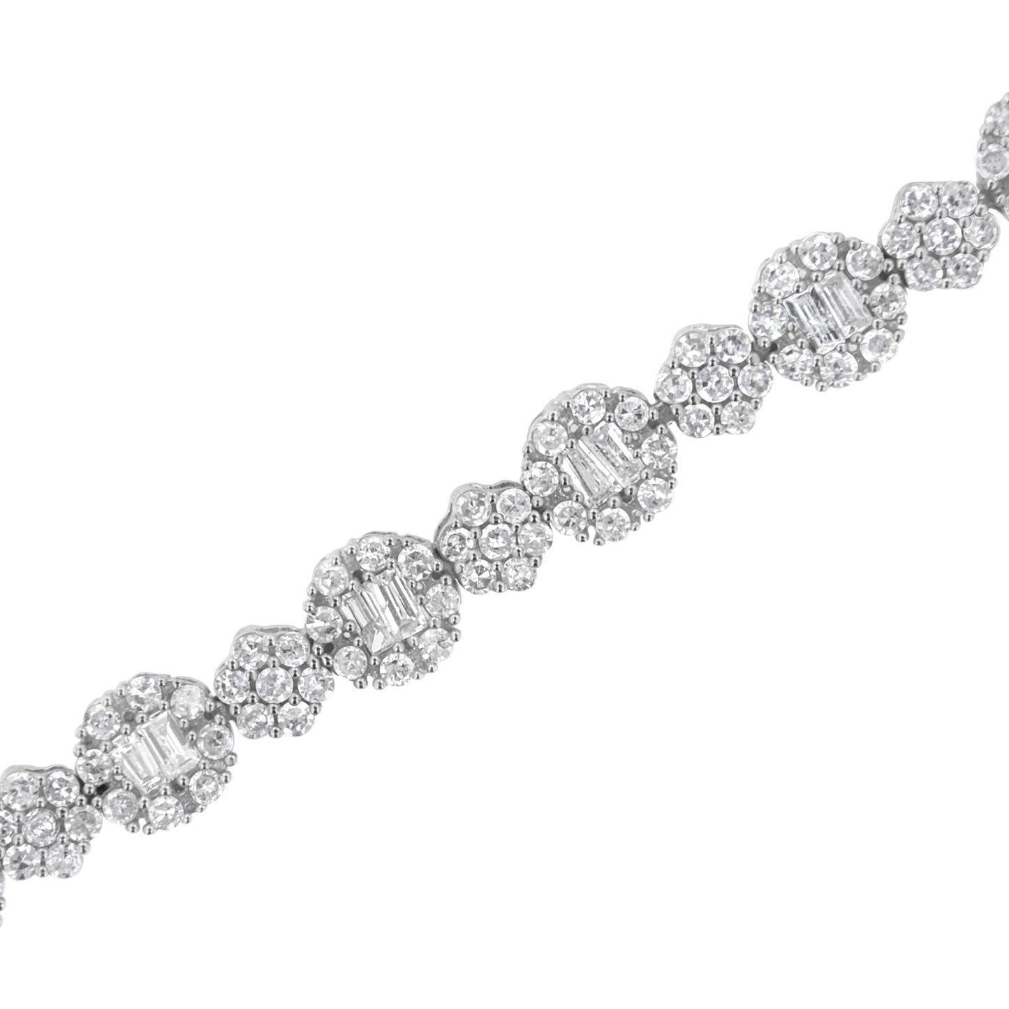 10K White Gold 4.0 cttw Brilliant Round-cut and Baguette Diamond