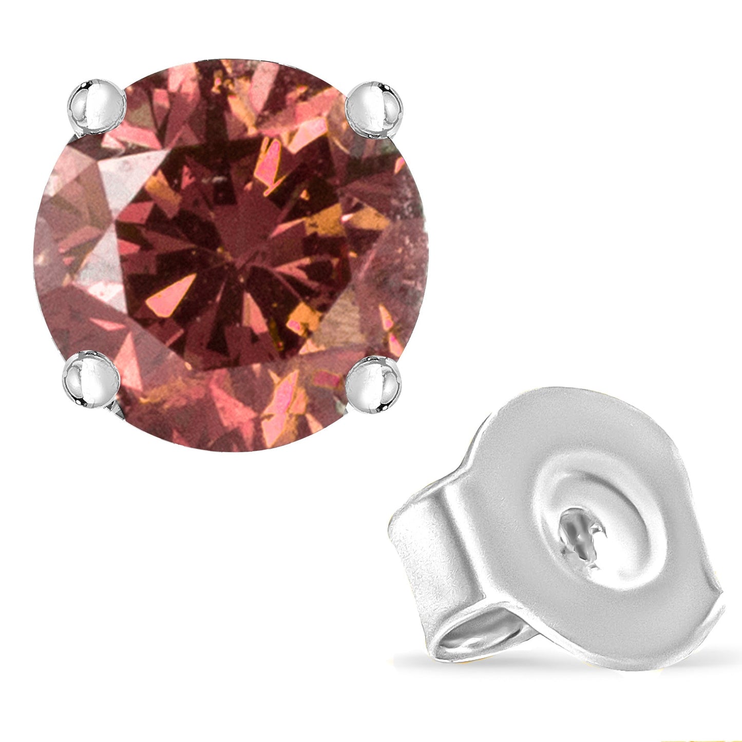 10K White Gold 1.0 Cttw Lab Created Round Brilliant Cut Pink Diamond