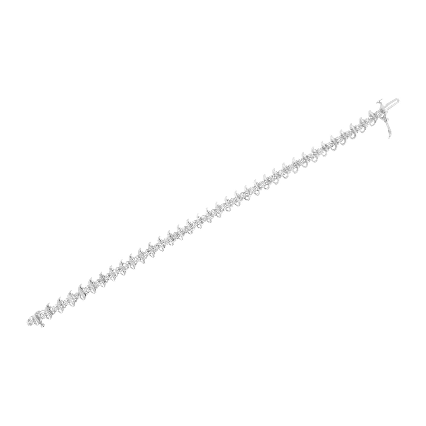 .925 Sterling Silver 1 cttw Prong-Set Diamond Link Bracelet (I-J,