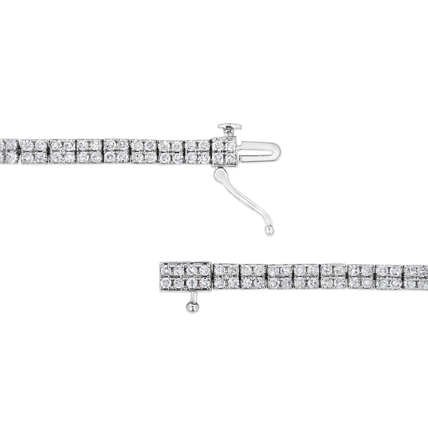 .925 Sterling Silver 3.0 Cttw Prong-Set Round Diamond 2 Row Link