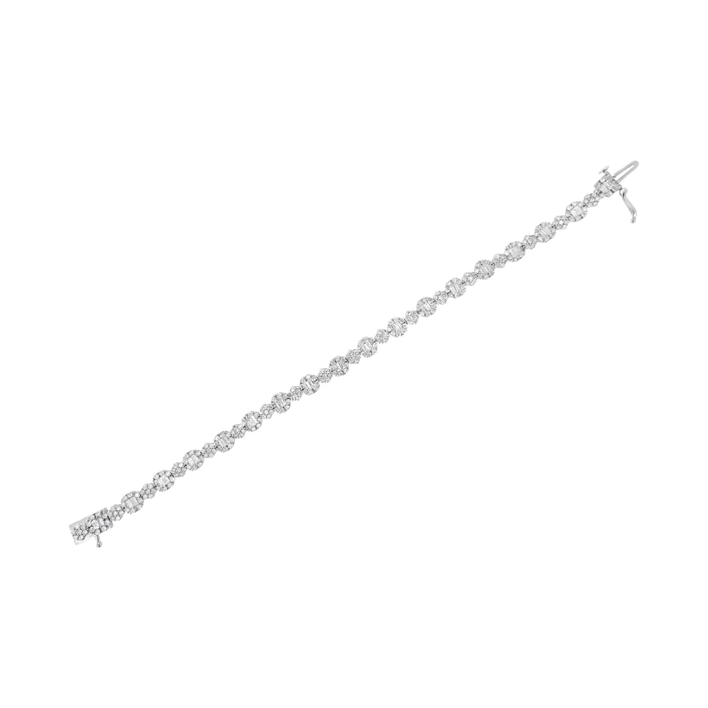 10K White Gold 4.0 cttw Brilliant Round-cut and Baguette Diamond