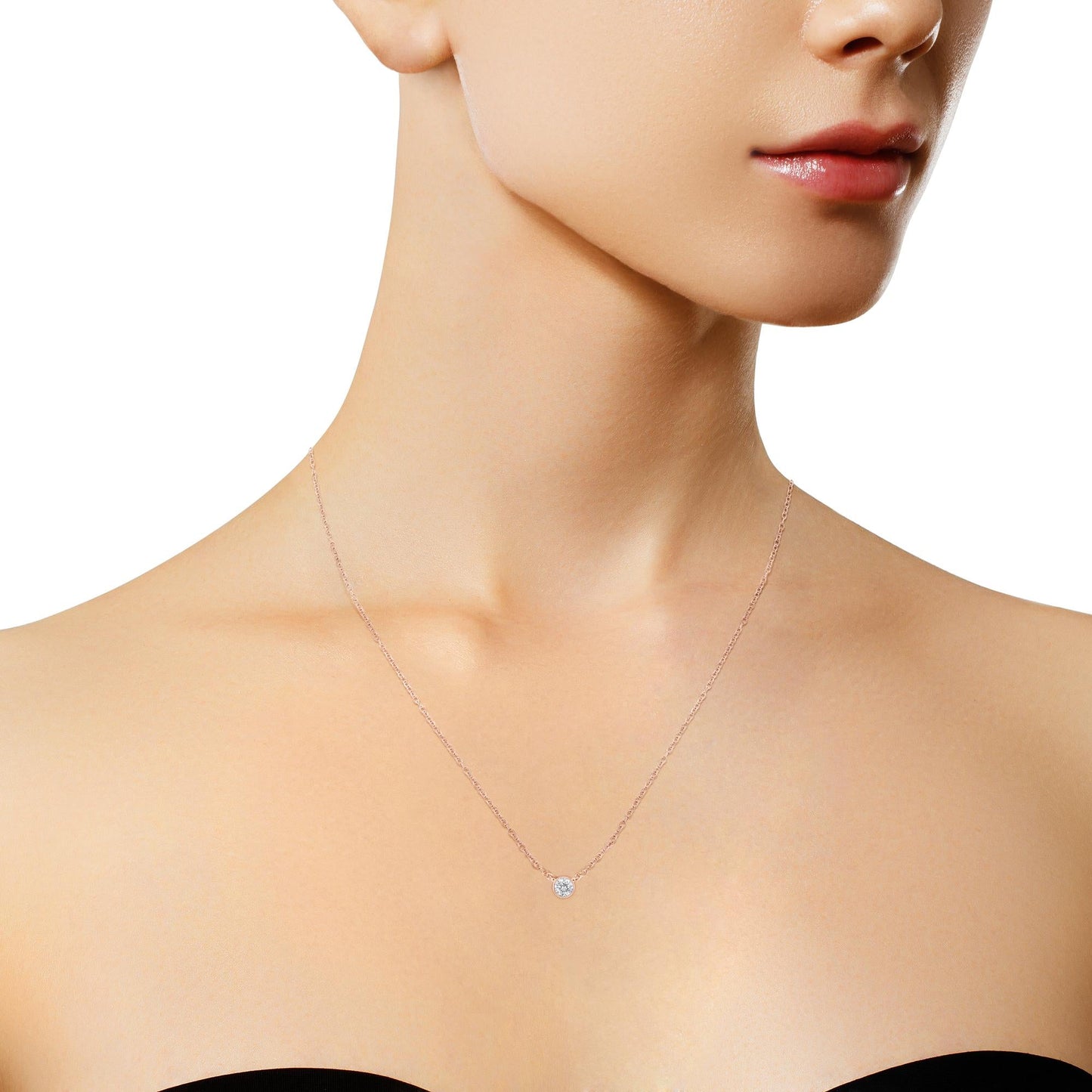 10K Rose Gold 3/10 Carat Round Brilliant-Cut Diamond Modern Bezel-Set