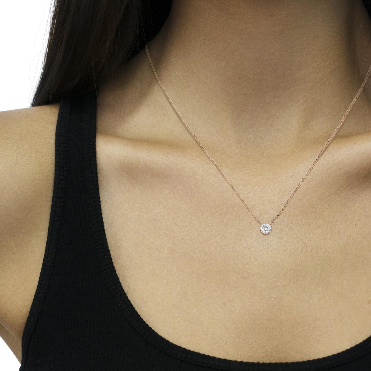 10K Rose Gold 1/2 Carat Round Brilliant-Cut Diamond Modern Bezel-Set