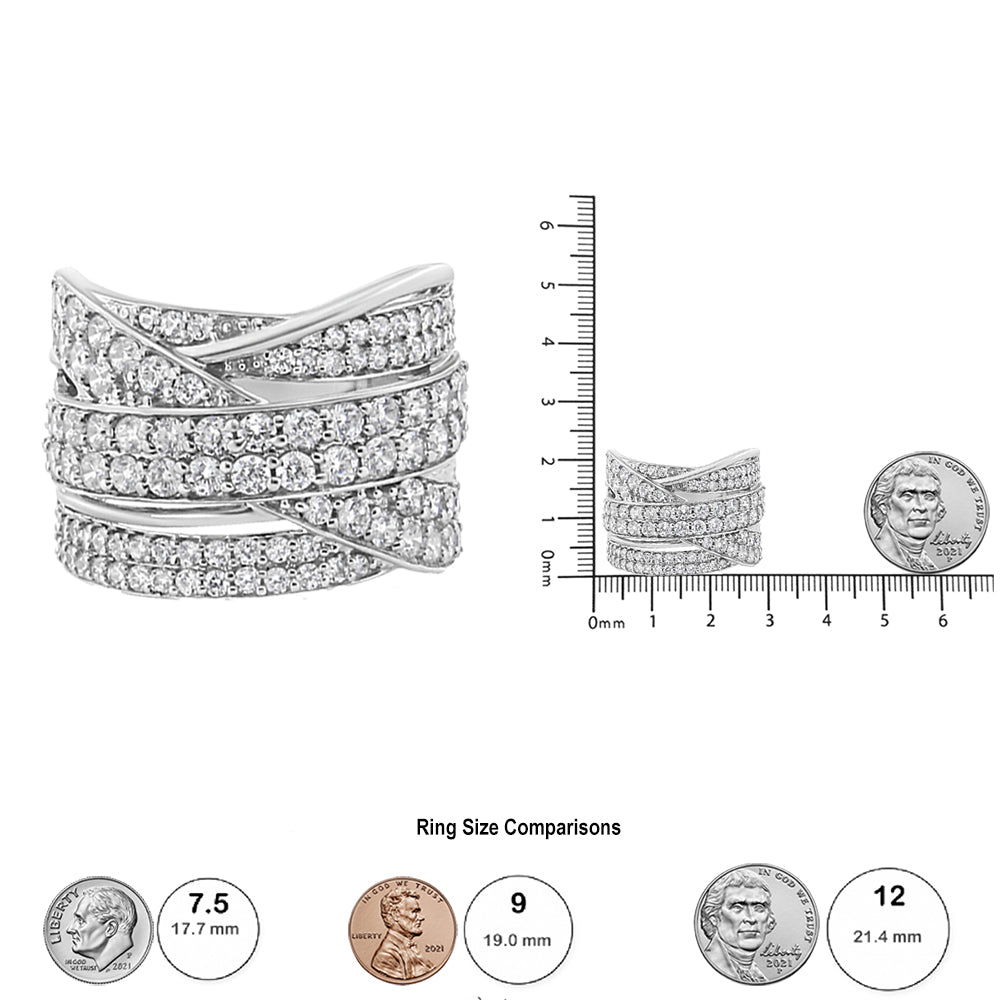 .925 Sterling Silver 2.00 Cttw Round-Cut Diamond Overlapping Bypass