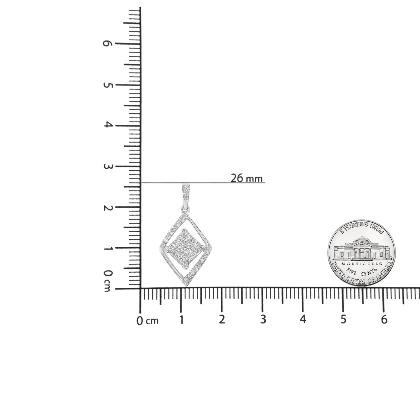 10k White Gold 1/3 Cttw Round and Princess-Cut Diamond Double Triangle