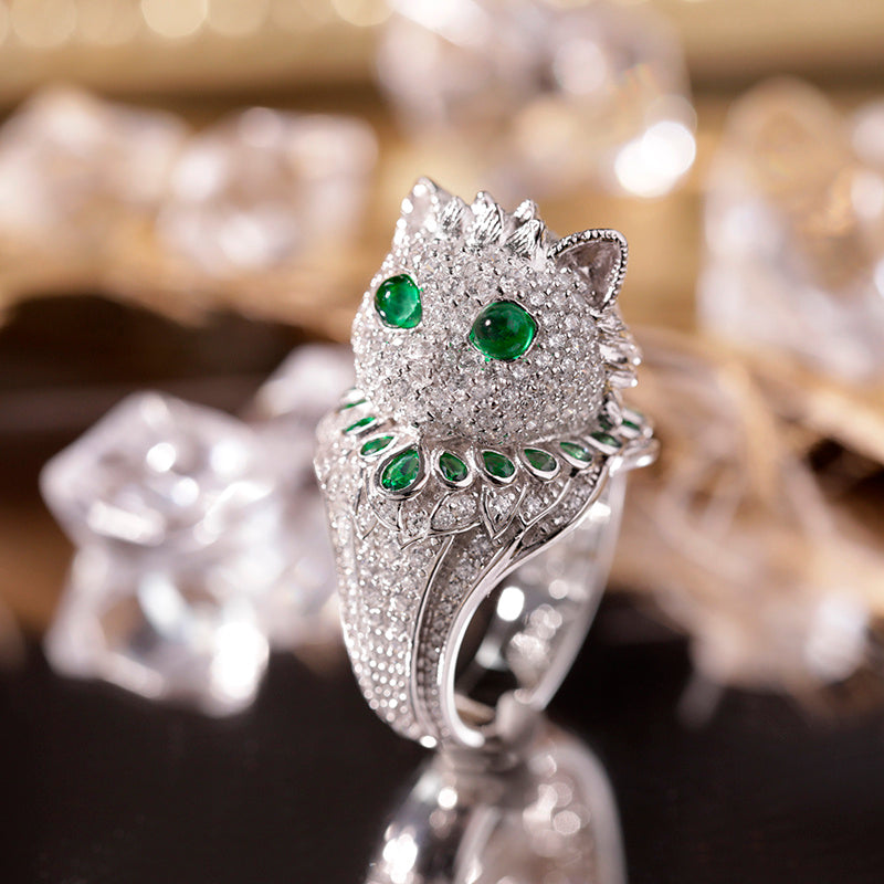 LuxeJewels™ - EmeraldWhisker – Sterling Designer Ring