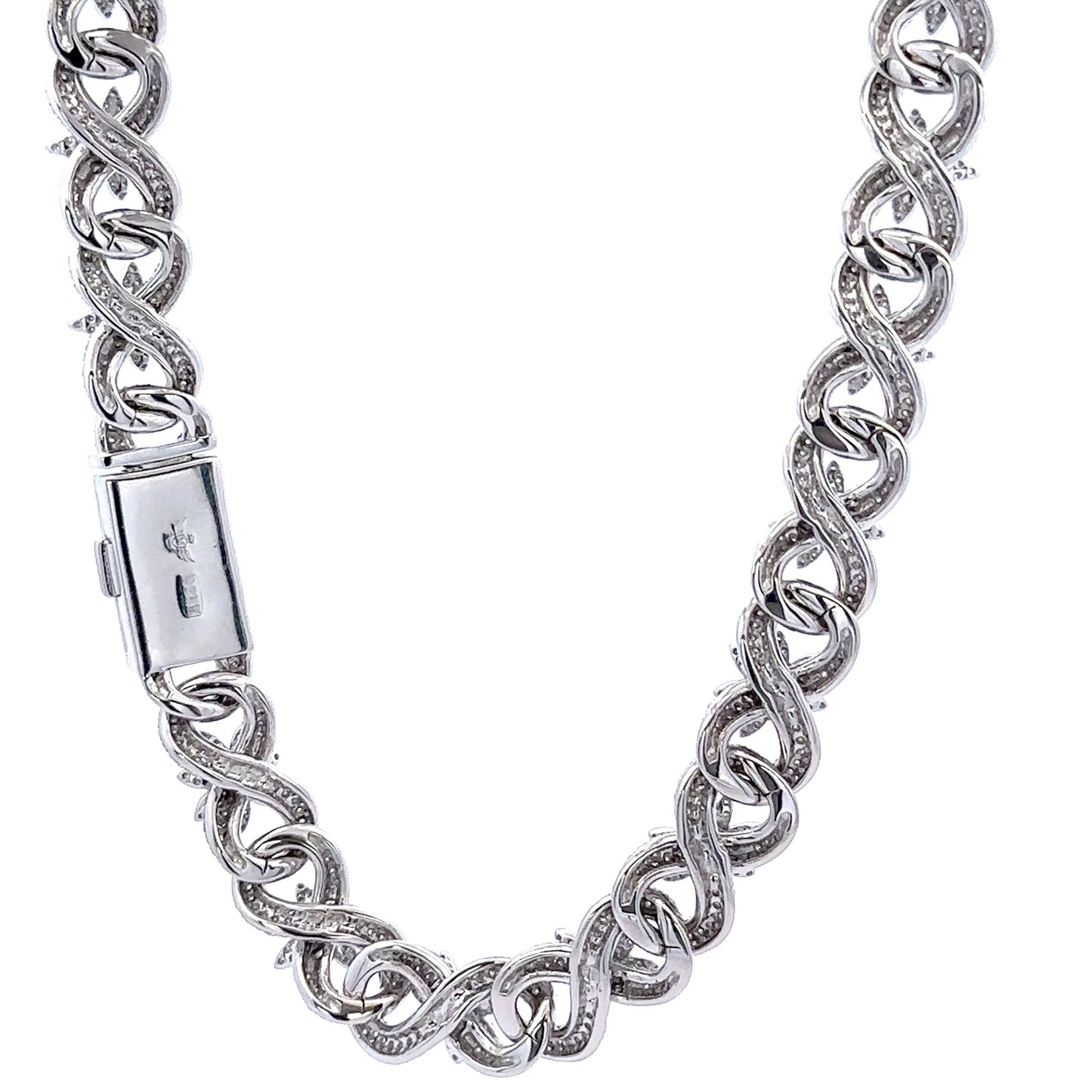 ORIN 12.70 CTW 5 MM RHODIUM MOISSANITE ICED OUT CHAIN | 995811