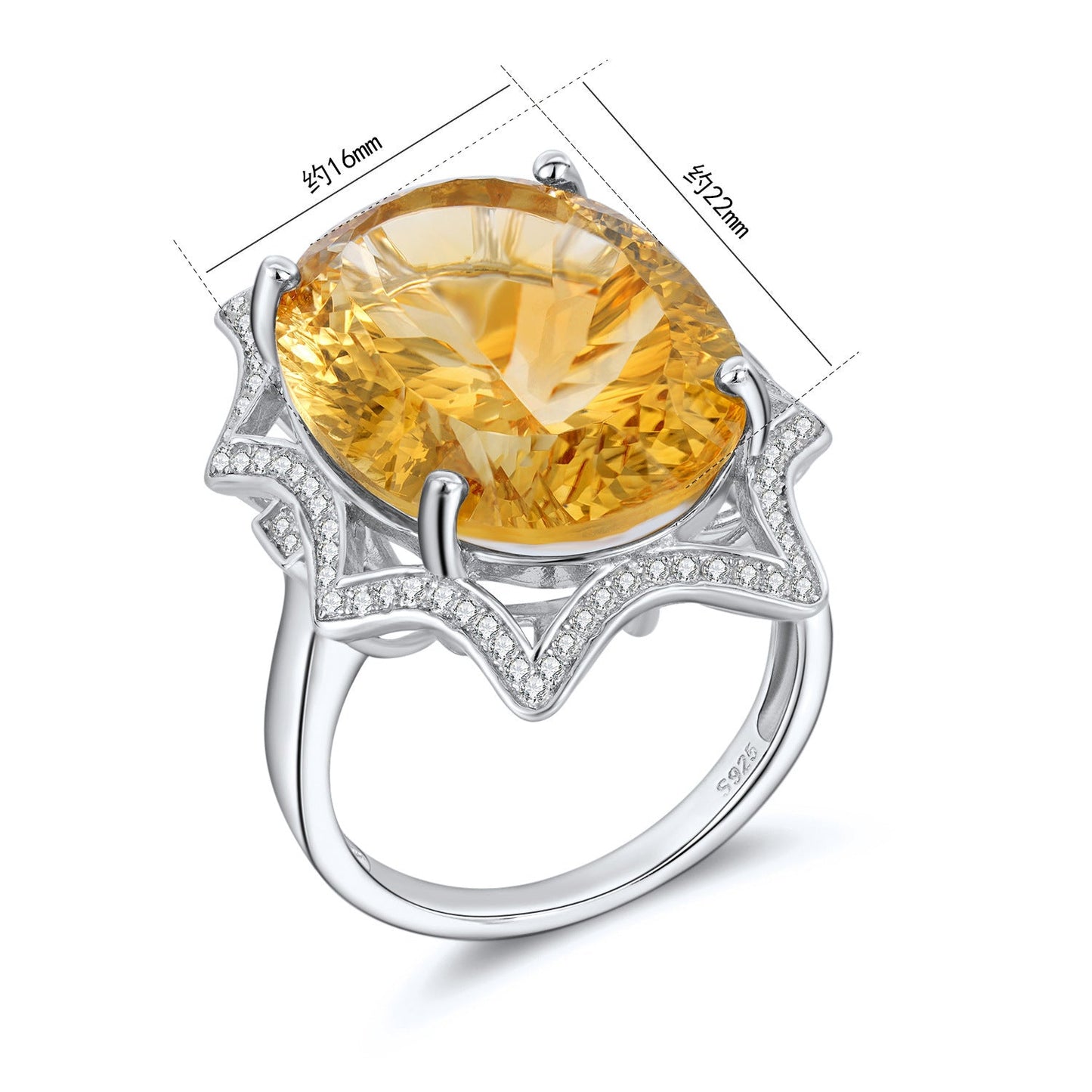 Women's Simple And Natural Large Citrine Ring