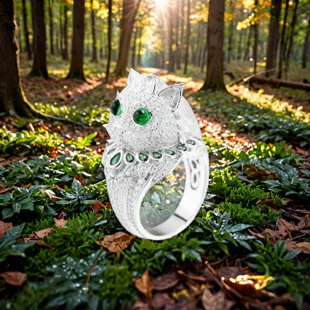 LuxeJewels™ - EmeraldWhisker – Sterling Designer Ring