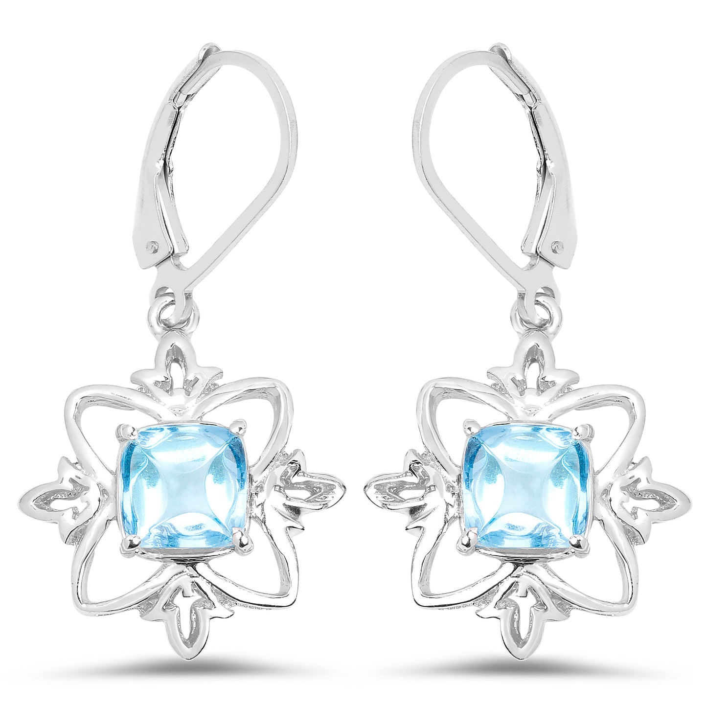 5.30 Carat Genuine Swiss Blue Topaz .925 Sterling Silver Earrings