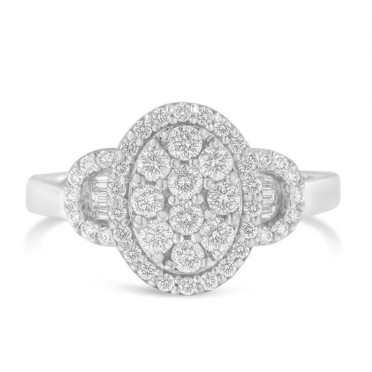 10K White Gold 1.0 Cttw Diamond Oval Cluster with Halo