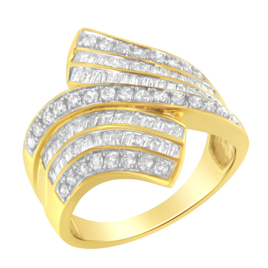10K Yellow Gold Diamond Bypass Ring (1 1/7 Cttw, I-J Color, I1-I2