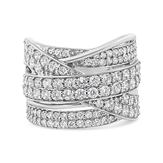 .925 Sterling Silver 2.00 Cttw Round-Cut Diamond Overlapping Bypass