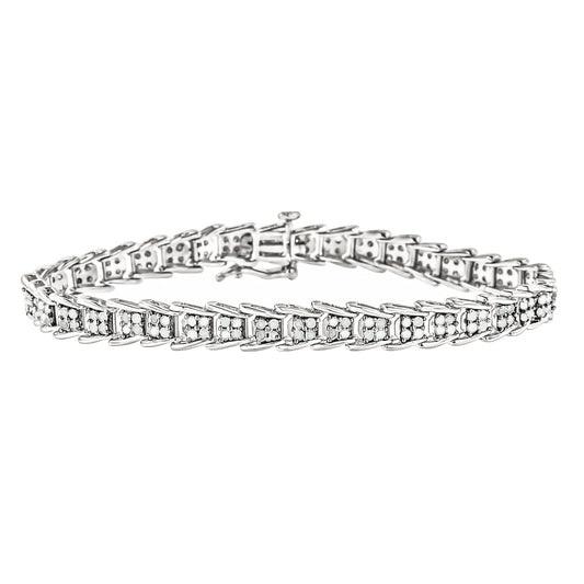 10k White Gold 2 cttw Diamond Fan-Shaped Link Tennis Bracelet (I-J
