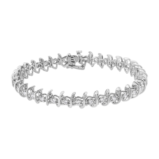 .925 Sterling Silver 1 cttw Prong-Set Diamond Link Bracelet (I-J,