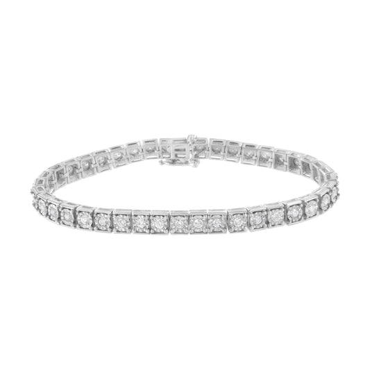 .925 Sterling Silver Brilliant-Cut Round Diamond Square Frame