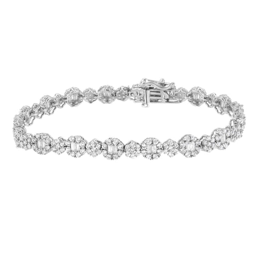 10K White Gold 4.0 cttw Brilliant Round-cut and Baguette Diamond