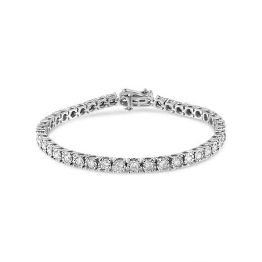 .925 Sterling Silver 3.0 Cttw Diamond Illusion-Set Miracle Plate