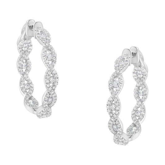 10K White Gold Diamond Hoop Earrings (1 1/2 cttw, H-I Color, I1-I2