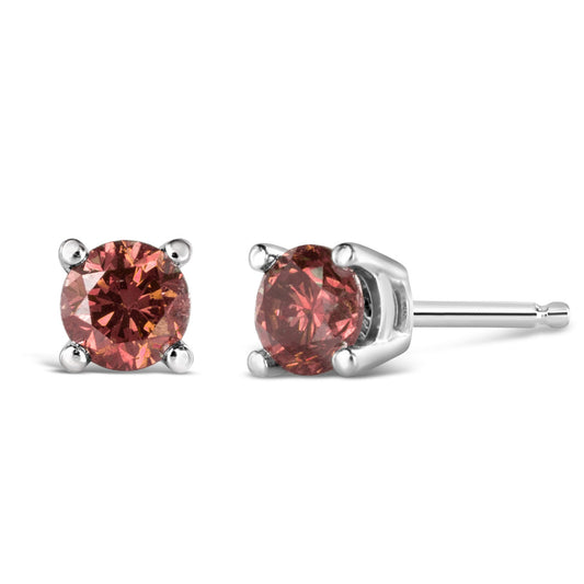 10K White Gold 1/2 Cttw Lab Created Round Brilliant Cut Pink Diamond