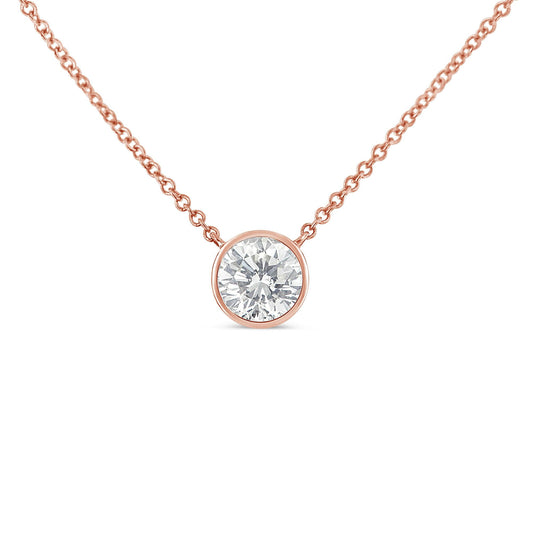 10K Rose Gold 3/10 Carat Round Brilliant-Cut Diamond Modern Bezel-Set