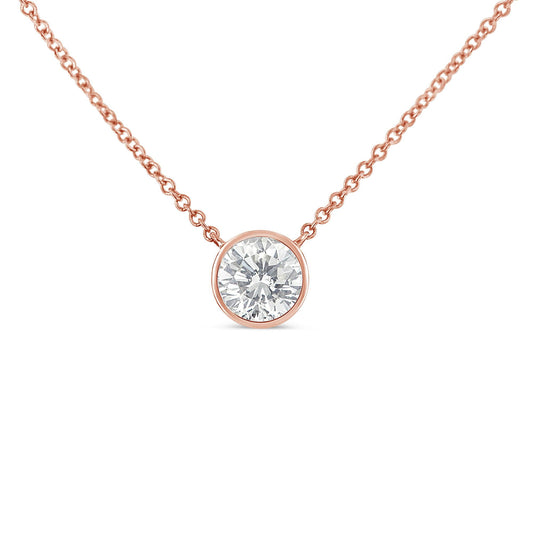 10K Rose Gold 1/2 Carat Round Brilliant-Cut Diamond Modern Bezel-Set