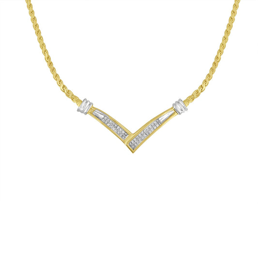10K Yellow and White Gold 1/2 Cttw Princess Cut Diamond Channel-Set