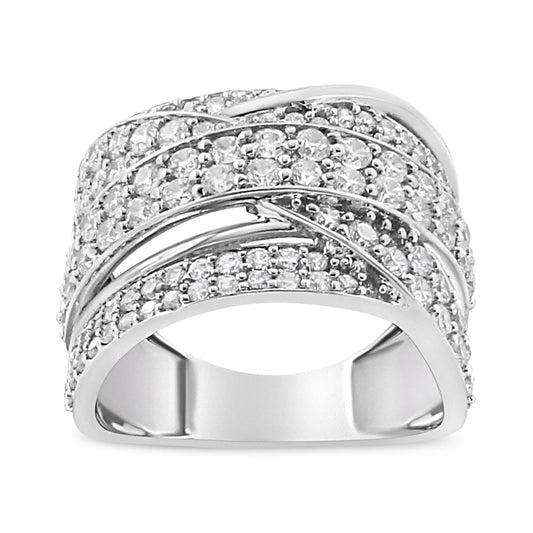 .925 Sterling Silver 2.00 Cttw Round-Cut Diamond Overlapping Bypass