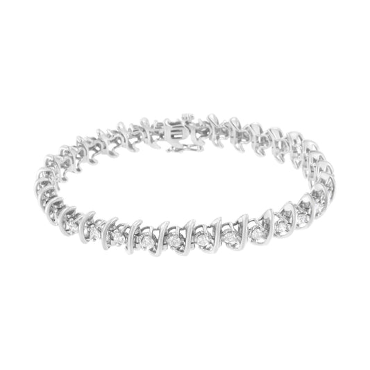 .925 Sterling Silver 3 cttw Diamond "S" Link Bracelet (I-J Clarity,